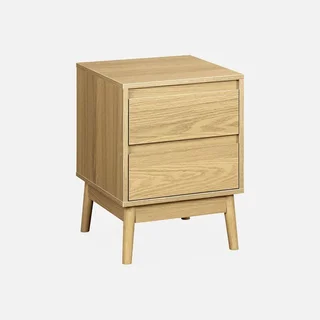 Scandinavian style wooden bedside table 2 drawers Dune