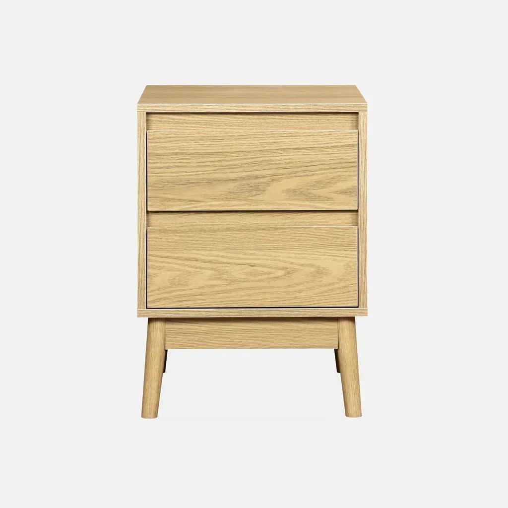 Scandinavian style wooden bedside table 2 drawers Dune