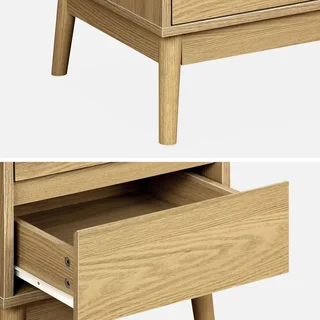 Scandinavian style wooden bedside table 2 drawers Dune