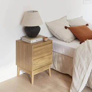 Scandinavian style wooden bedside table 2 drawers Dune