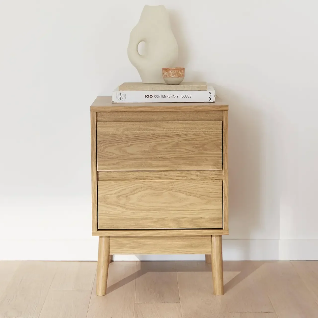 Table de nuit 2 tiroirs bois style scandinave Dune