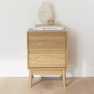 Scandinavian style wooden bedside table 2 drawers Dune
