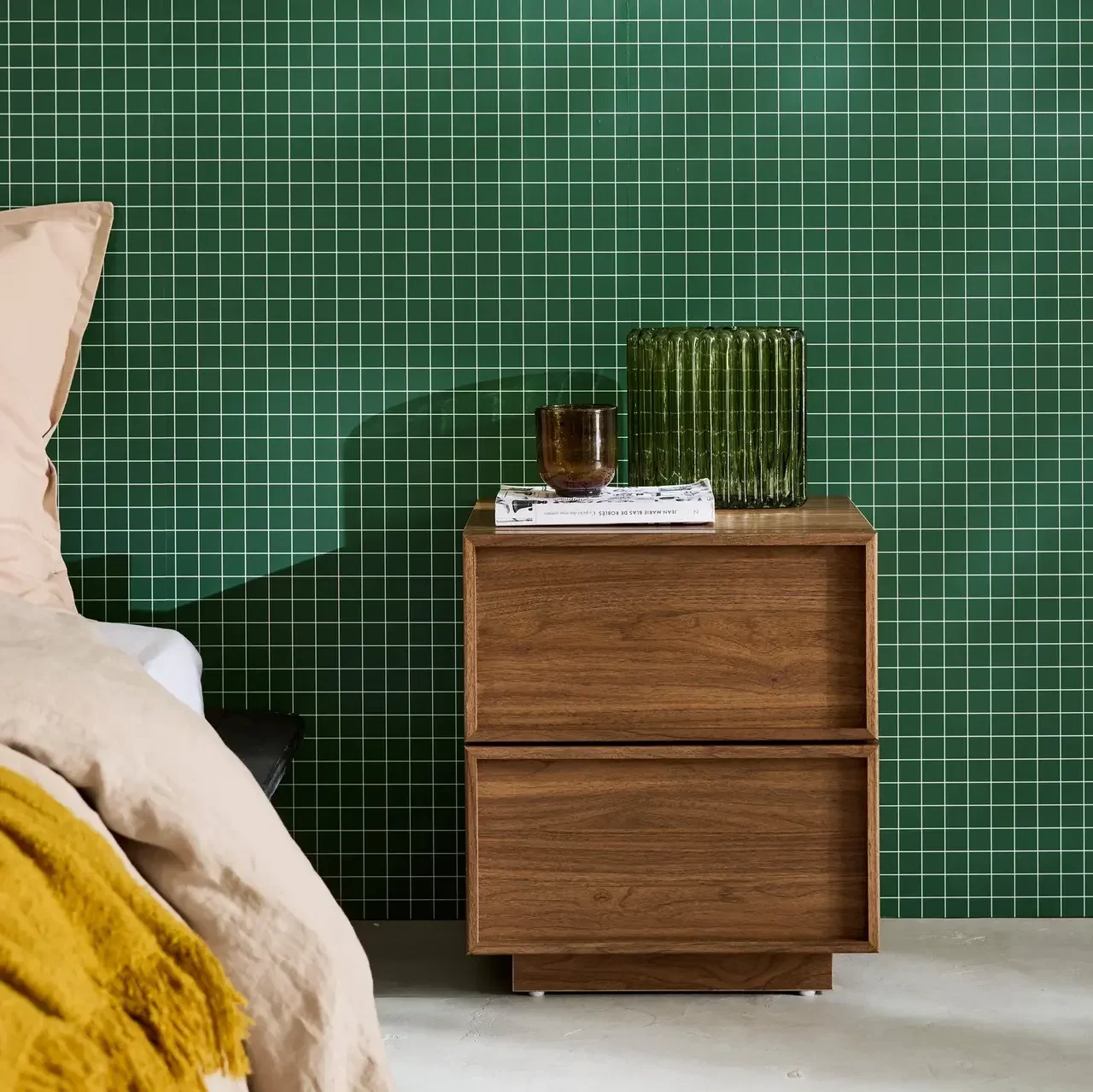 Nachttisch 2 Schubladen Kuba Naturholz-Optik zeitgemäßes Design