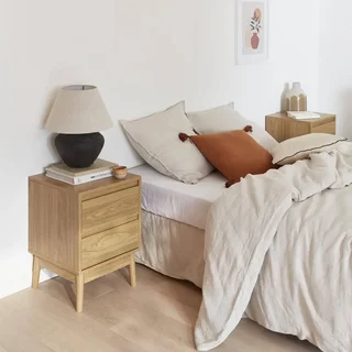 Table de nuit 2 tiroirs bois scandinave lot de 2 - Collection Dune