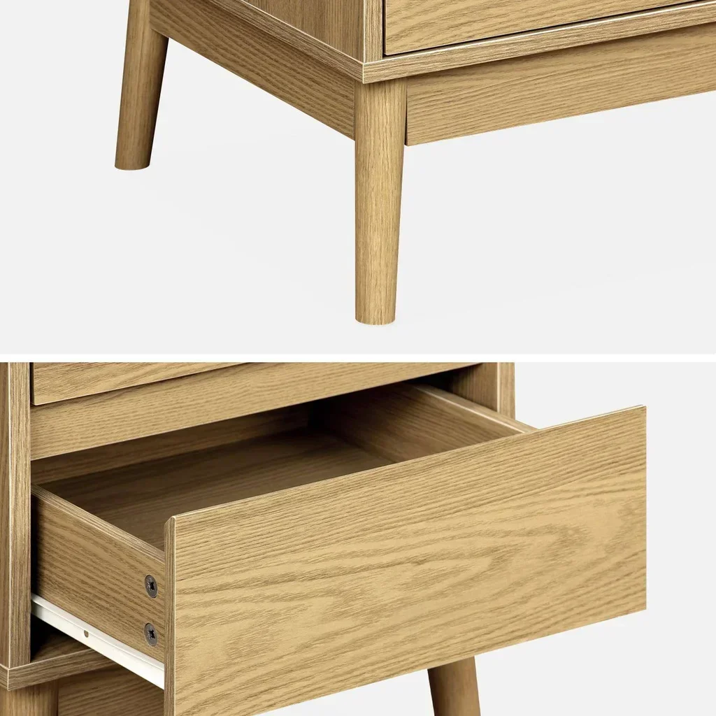 Table de nuit 2 tiroirs bois scandinave lot de 2 - Collection Dune