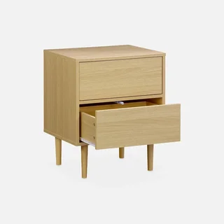 Lot de 2 tables de chevet Mika 2 tiroirs bois pin massif design contemporain chambre