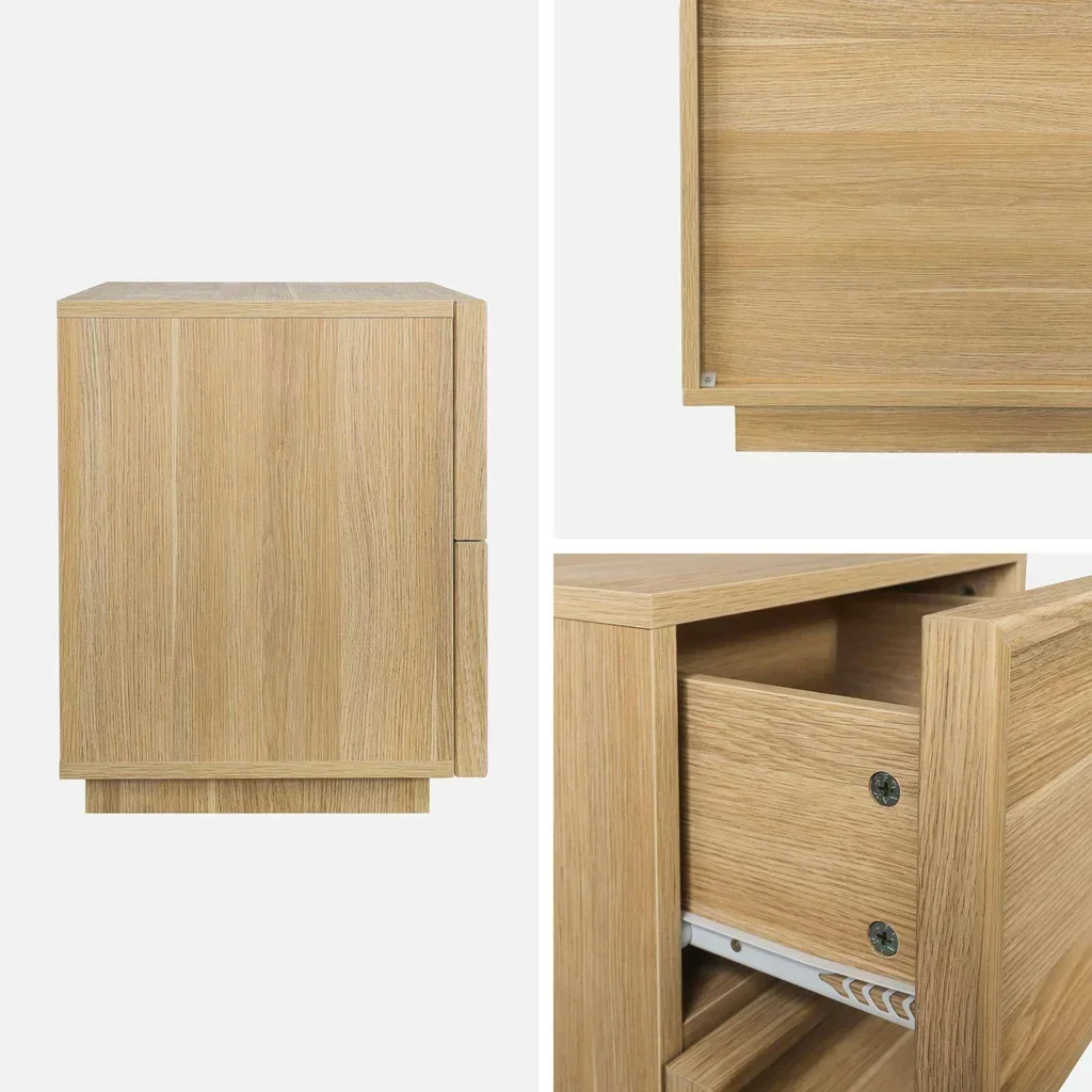 Lot de 2 tables de chevet scandinaves 2 tiroirs bois naturel Kuba