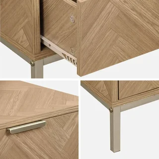 Table de chevet Budapest 2 tiroirs bois motif chevron parquet Hongrie