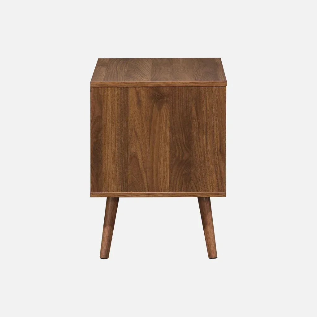 Table de nuit 2 tiroirs bois noyer style scandinave Népal