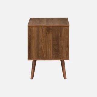 Table de nuit 2 tiroirs bois noyer style scandinave Népal