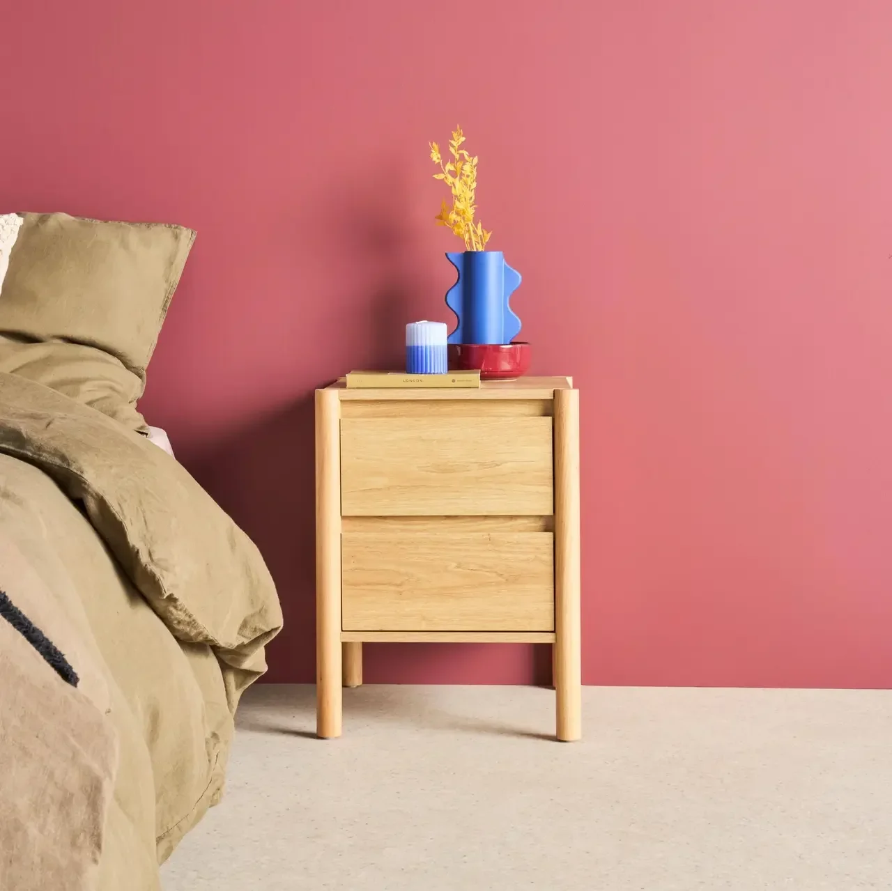 Comodino Harmony 2 Cassetti Legno Noce Design Contemporaneo