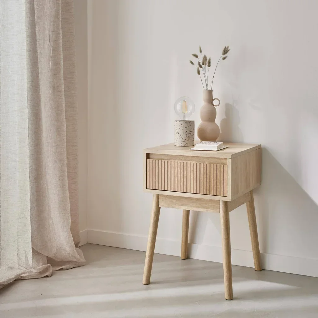 Table de chevet scandinave 1 tiroir bois sapin style nordique
