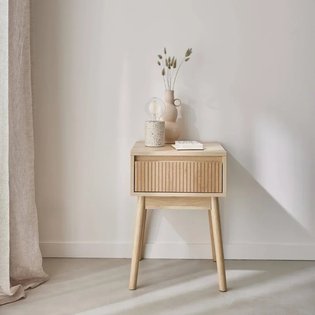 Table de chevet scandinave 1 tiroir bois sapin style nordique