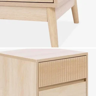 Table de nuit bois 2 tiroirs design scandinave naturel