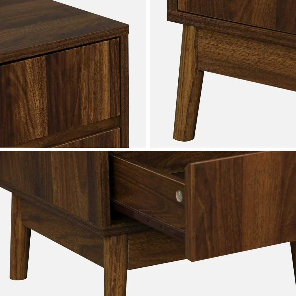 Table de nuit 2 tiroirs bois design scandinave naturel