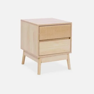 Table de nuit bois 2 tiroirs design scandinave naturel