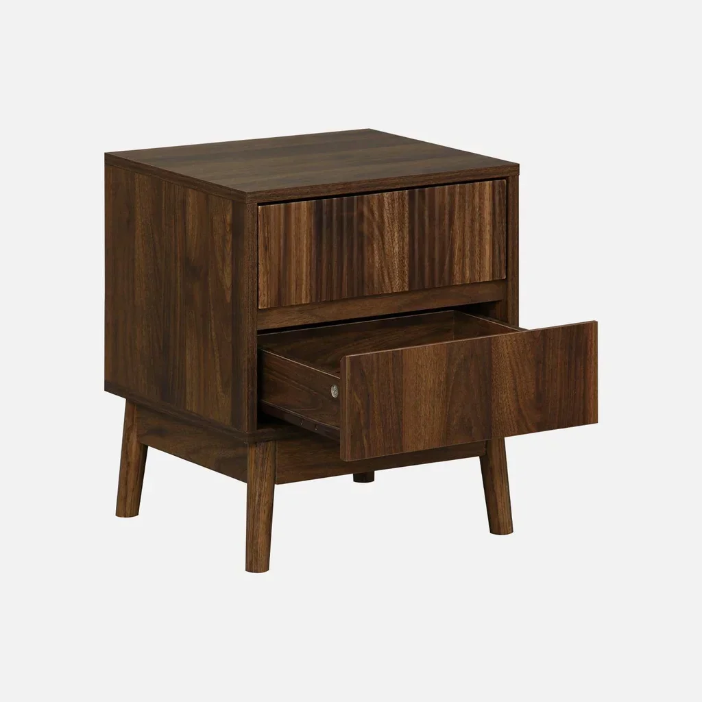 Table de nuit 2 tiroirs bois design scandinave naturel