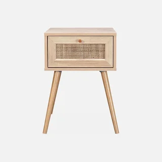 Rattan Nachttisch Vintage Holz 1 Schublade böhmischer natürlicher Stil Schlafzimmer