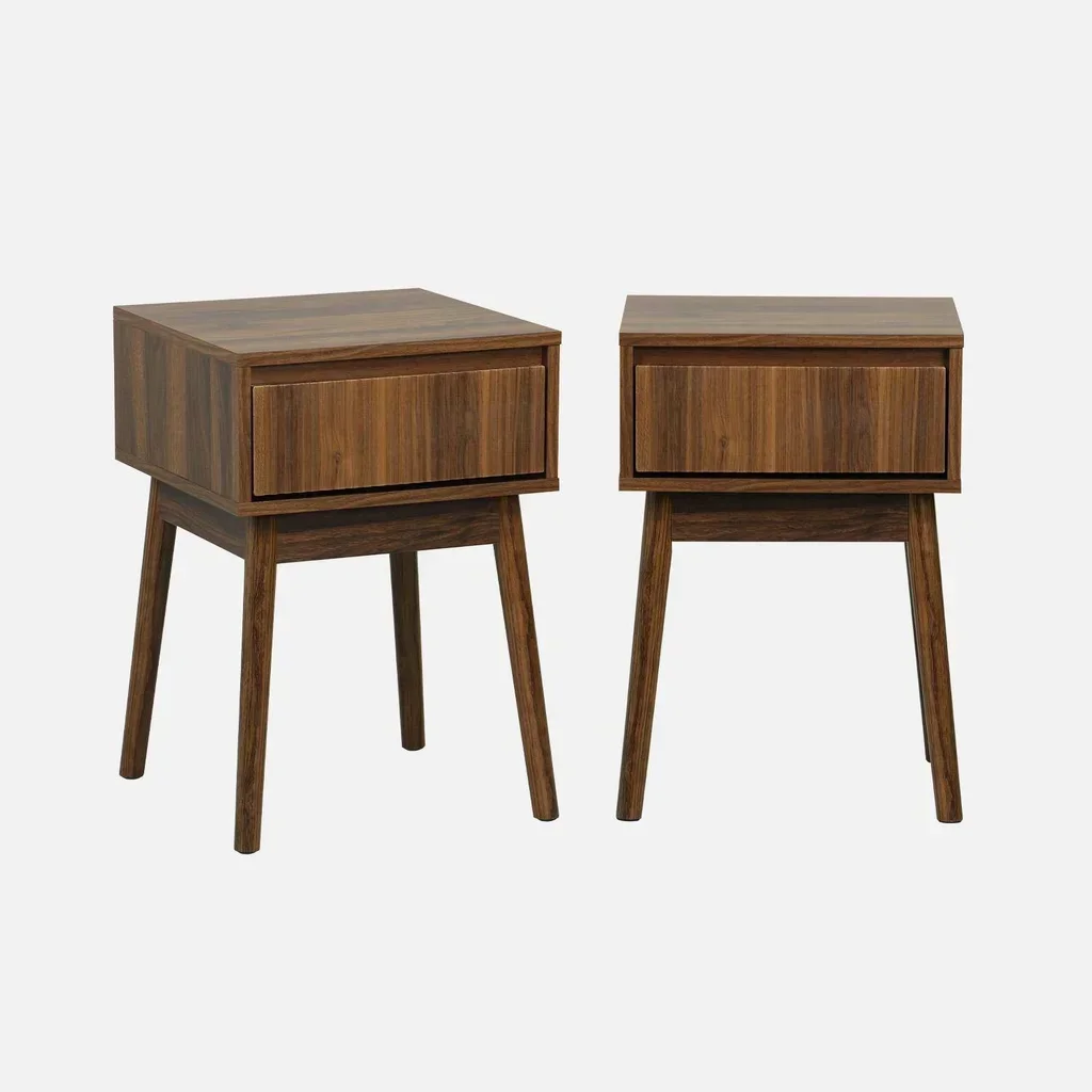 Table de nuit design bois scandinave 1 tiroir lot de 2
