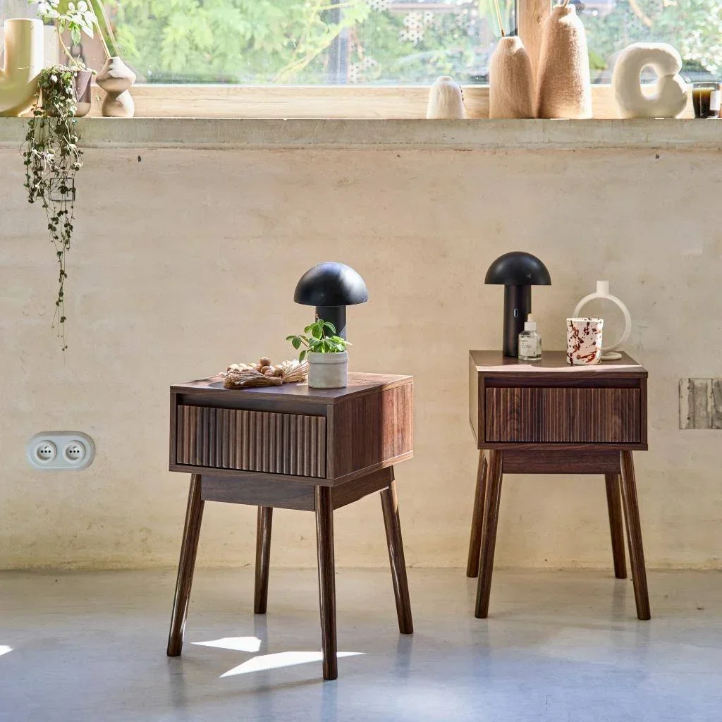 Table de nuit design bois scandinave 1 tiroir lot de 2