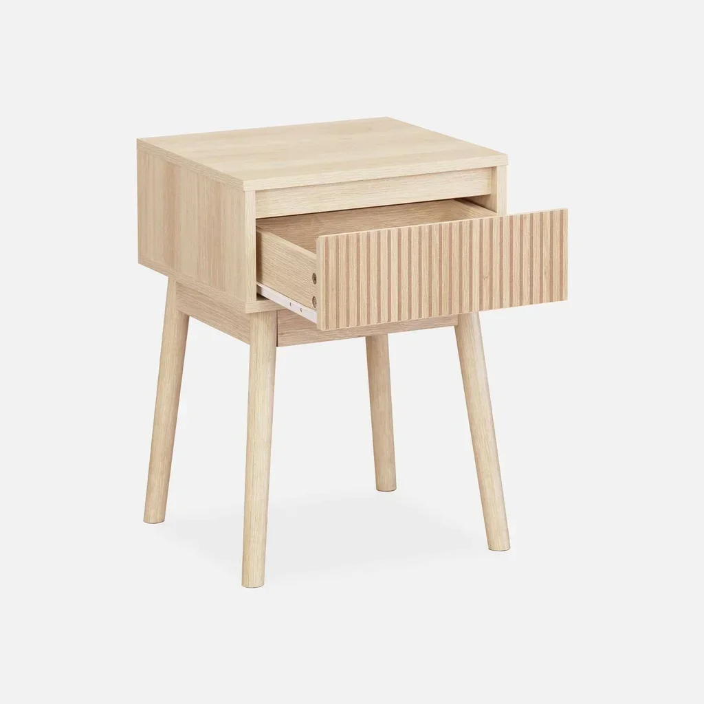 Table de nuit scandinave bois 1 tiroir lot 2 design nordique