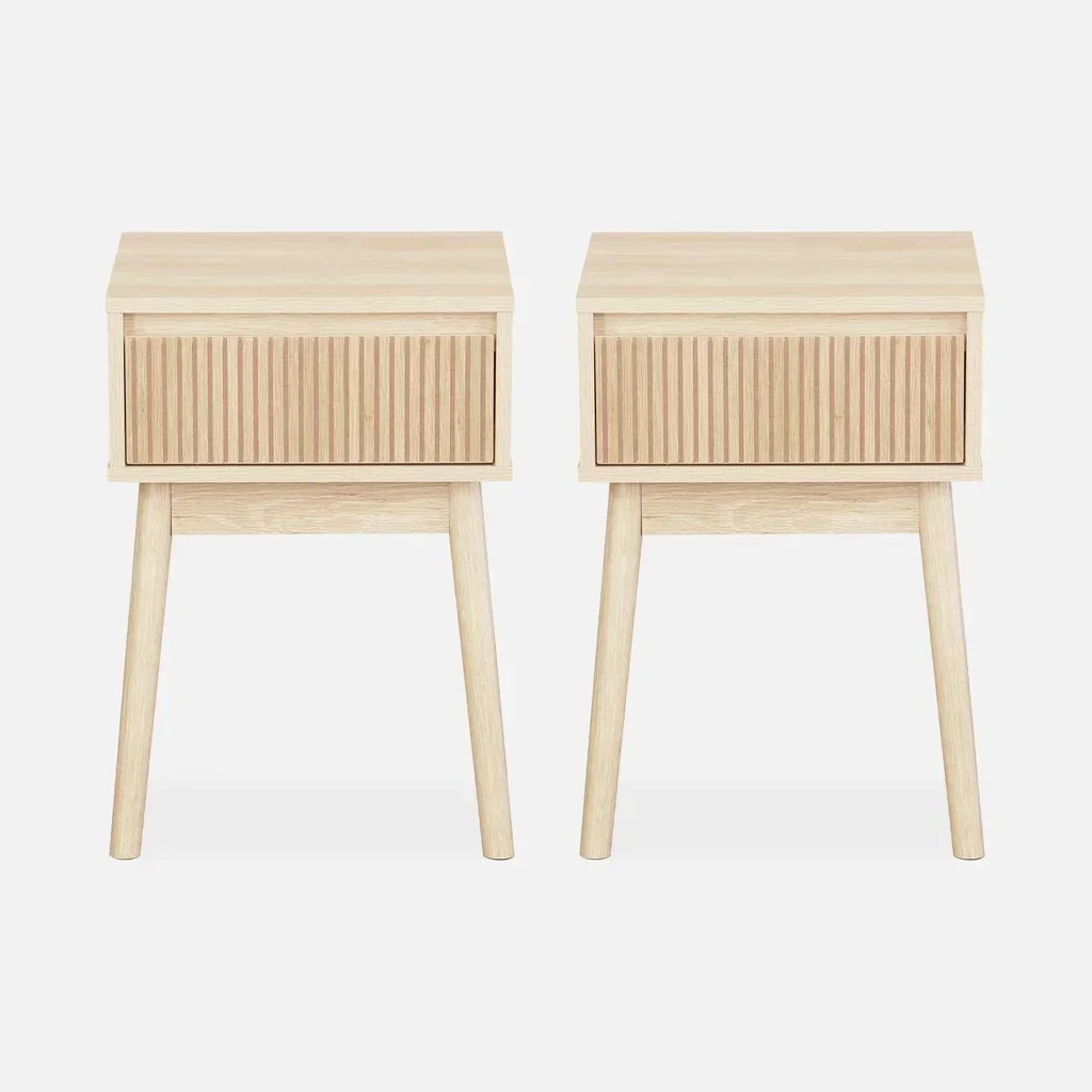 Table de nuit scandinave bois 1 tiroir lot 2 design nordique