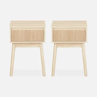 Table de nuit scandinave bois 1 tiroir lot 2 design nordique