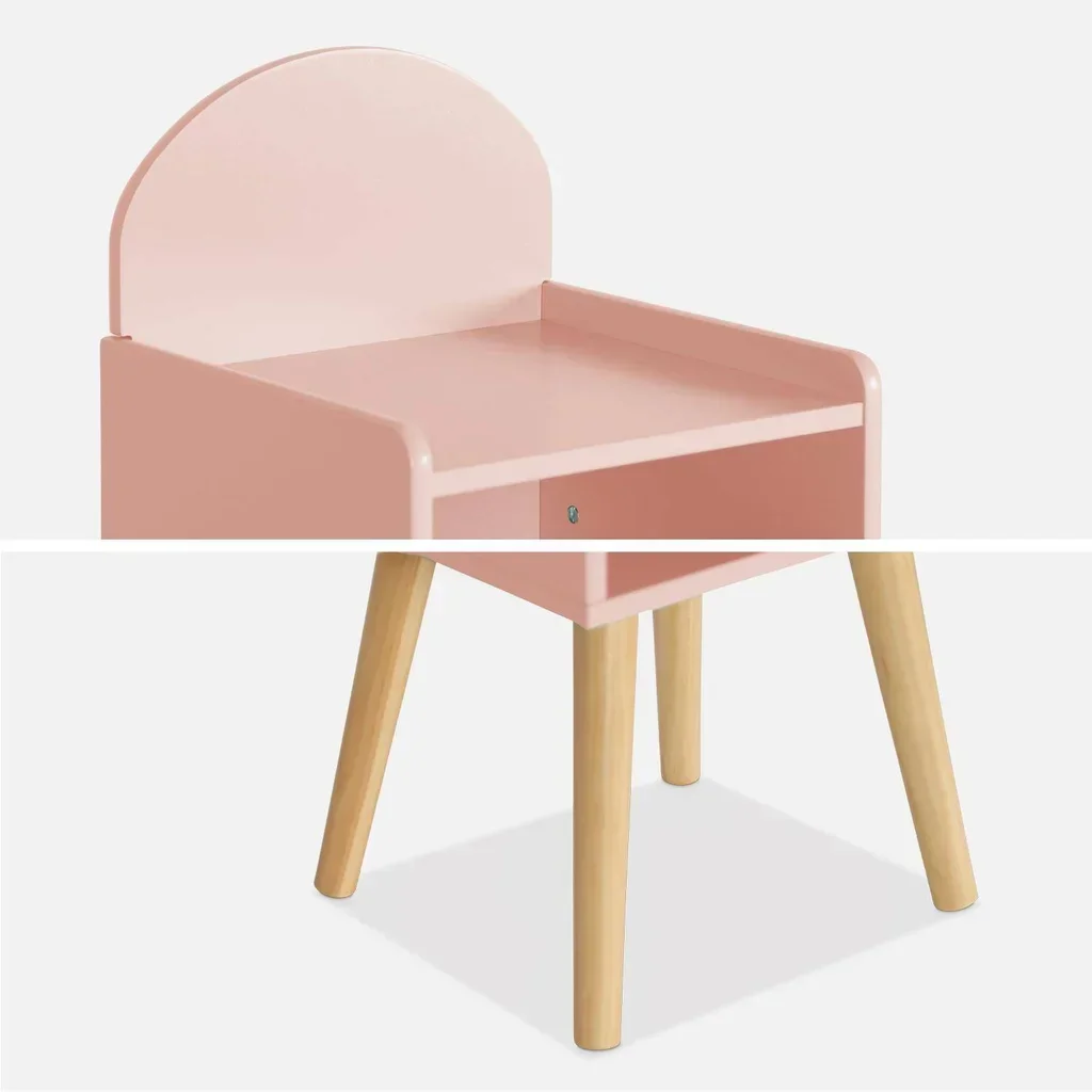 Table de chevet enfant Nephos bois naturel vert nuage