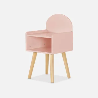Table de chevet enfant Nephos bois naturel vert nuage