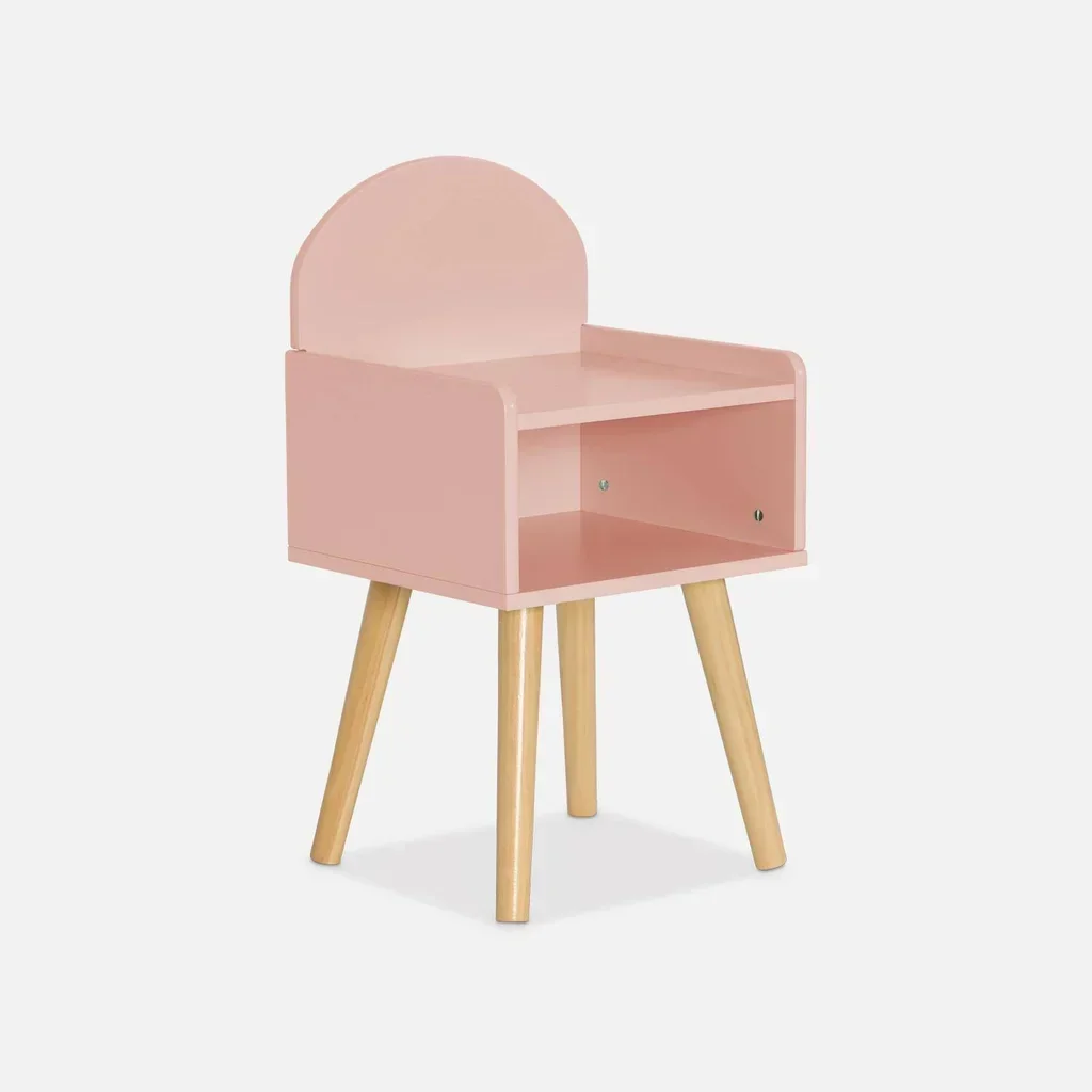 Table de chevet enfant Nephos bois naturel vert nuage