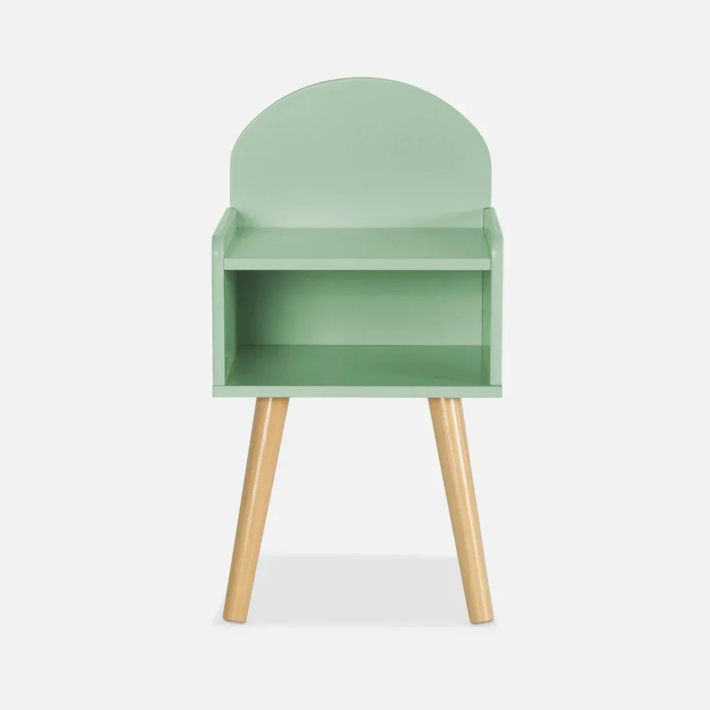 Table de chevet enfant Nephos bois naturel vert nuage