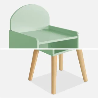 Table de chevet enfant Nephos bois naturel vert nuage