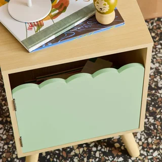 Kids nightstand Azur wood pattern 1 door Scandinavian style