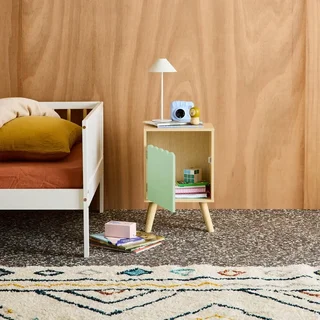 Kids nightstand Azur wood pattern 1 door Scandinavian style