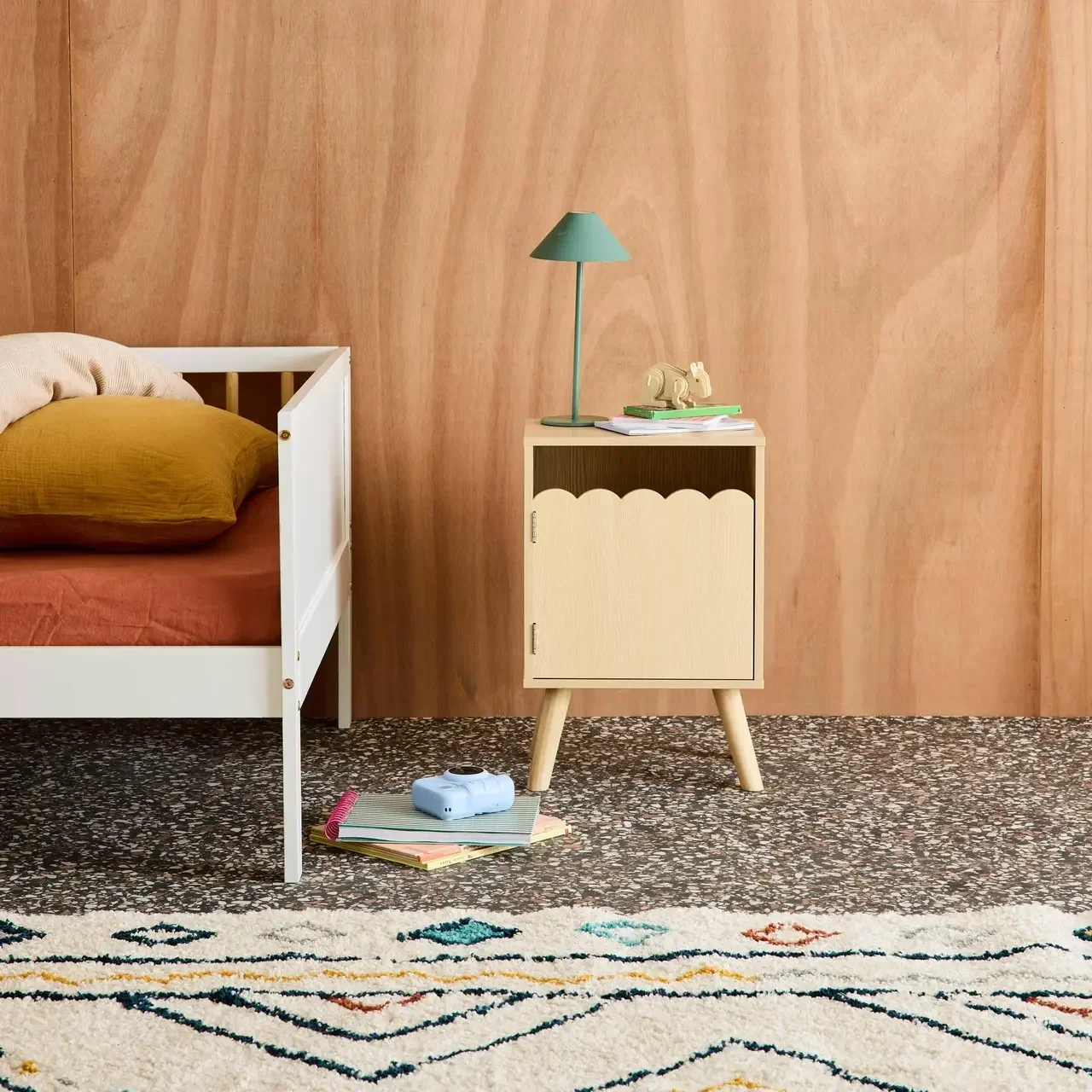Kids nightstand Azur wood pattern 1 door