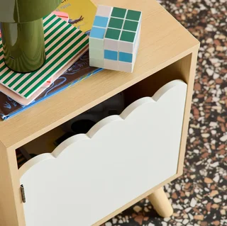 Kids Nightstand Azur Wood Pattern 1 Door Scandinavian Style