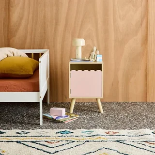 Kids nightstand wooden 1 door Azur Scandinavian pattern