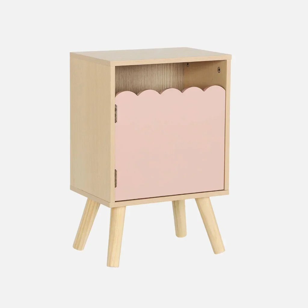 Kids nightstand wooden 1 door Azur Scandinavian pattern