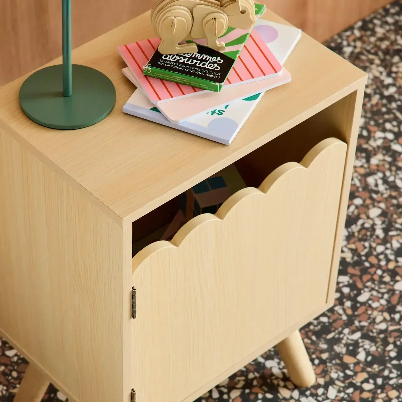 Kids nightstand Azur wood pattern 1 door