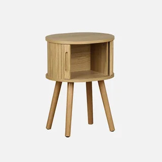 Comodino ovale Legacy legno stile scandinavo 2 ante scorrevoli