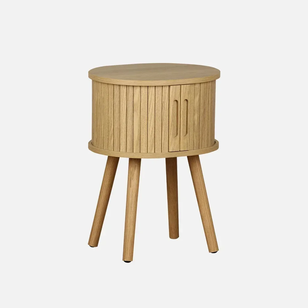 Comodino ovale Legacy legno stile scandinavo 2 ante scorrevoli