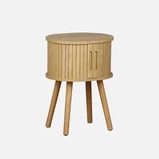 Comodino ovale Legacy legno stile scandinavo 2 ante scorrevoli