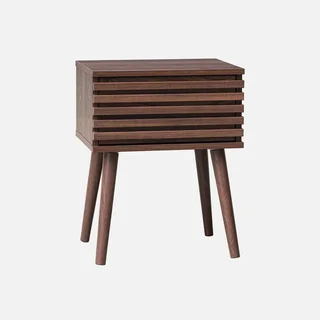 Skandinavischer Nachttisch gestreiftes Holz 1 Schublade Madere