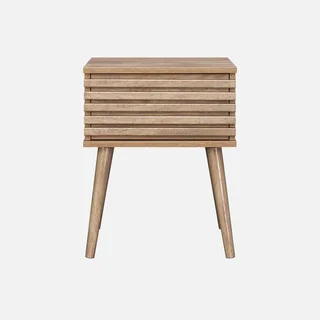 Skandinavischer Nachttisch Madere gestreiftes Holz 1 Schublade