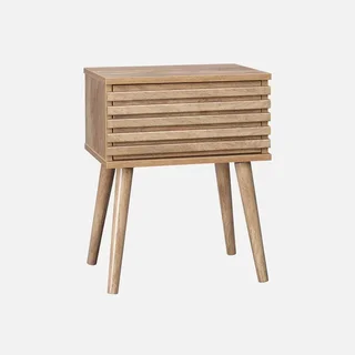 Skandinavischer Nachttisch Madere gestreiftes Holz 1 Schublade
