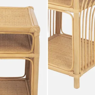 Table de nuit rotin Bandung étagère niche rangement bohème