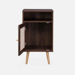 Table de nuit scandinave cannage 1 porte bois naturel chambre