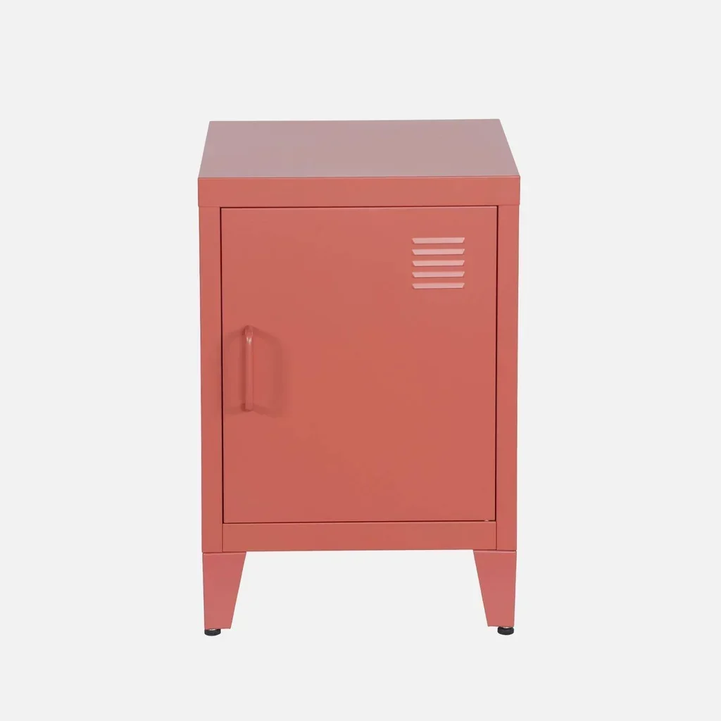 Industrial nightstand metal swing door kids bedroom
