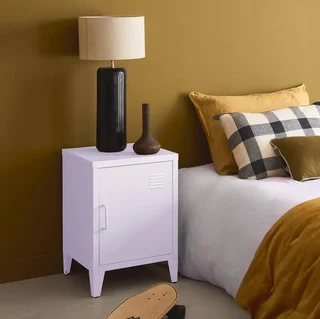 Industrial Metal Kids Nightstand with Swing Door Storage