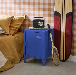 Industrial nightstand metal swing door kids bedroom